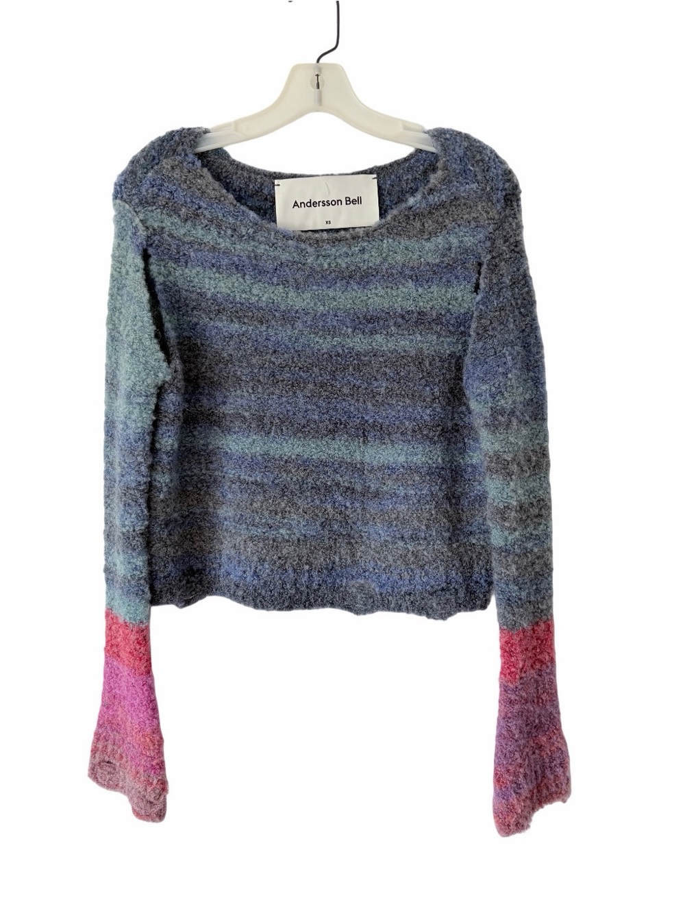 Andersson Bell Blue Pink Wool Blend Graduation Distressed Sweater size XS NWOTS